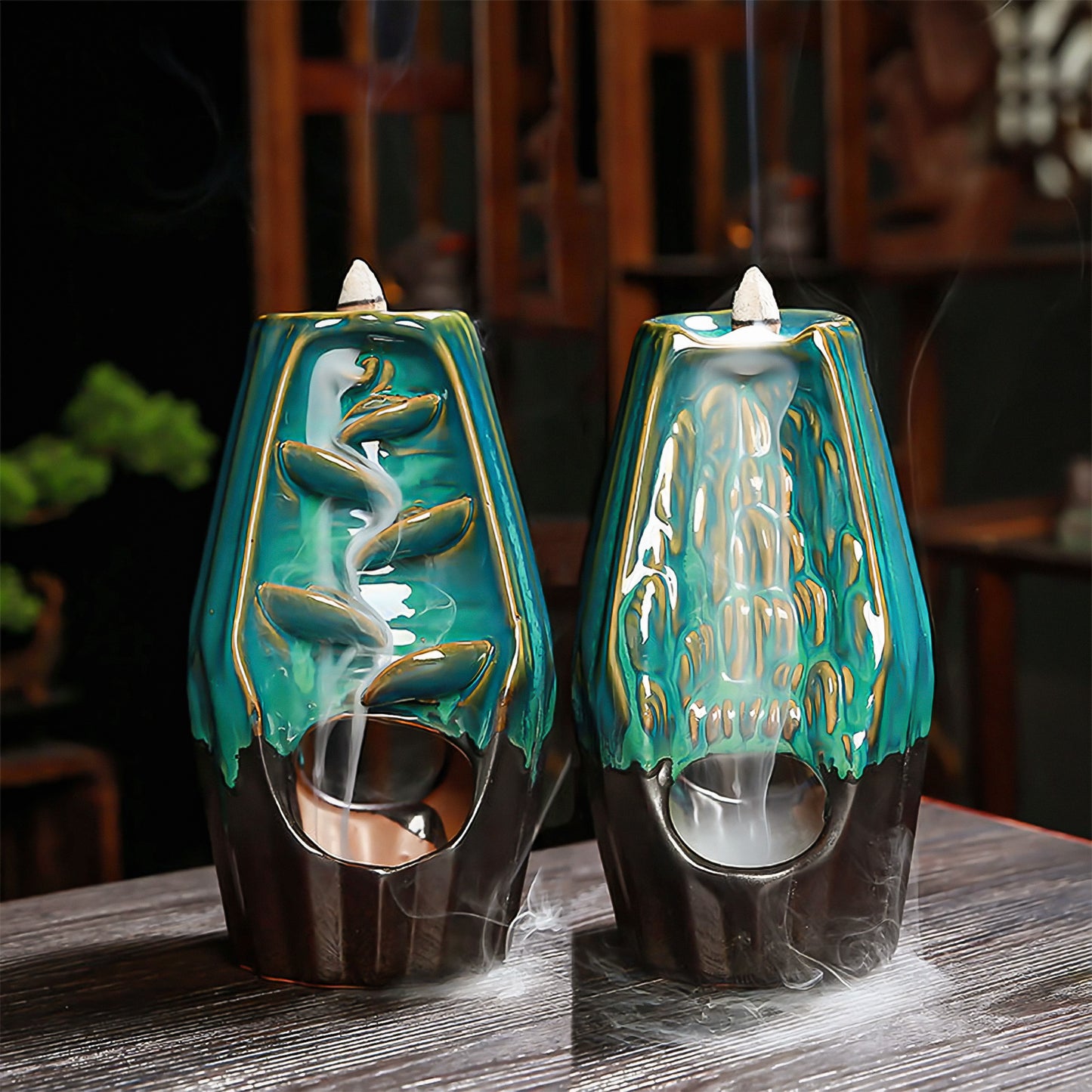 Double-sided Jade Waterfall Incense Burner