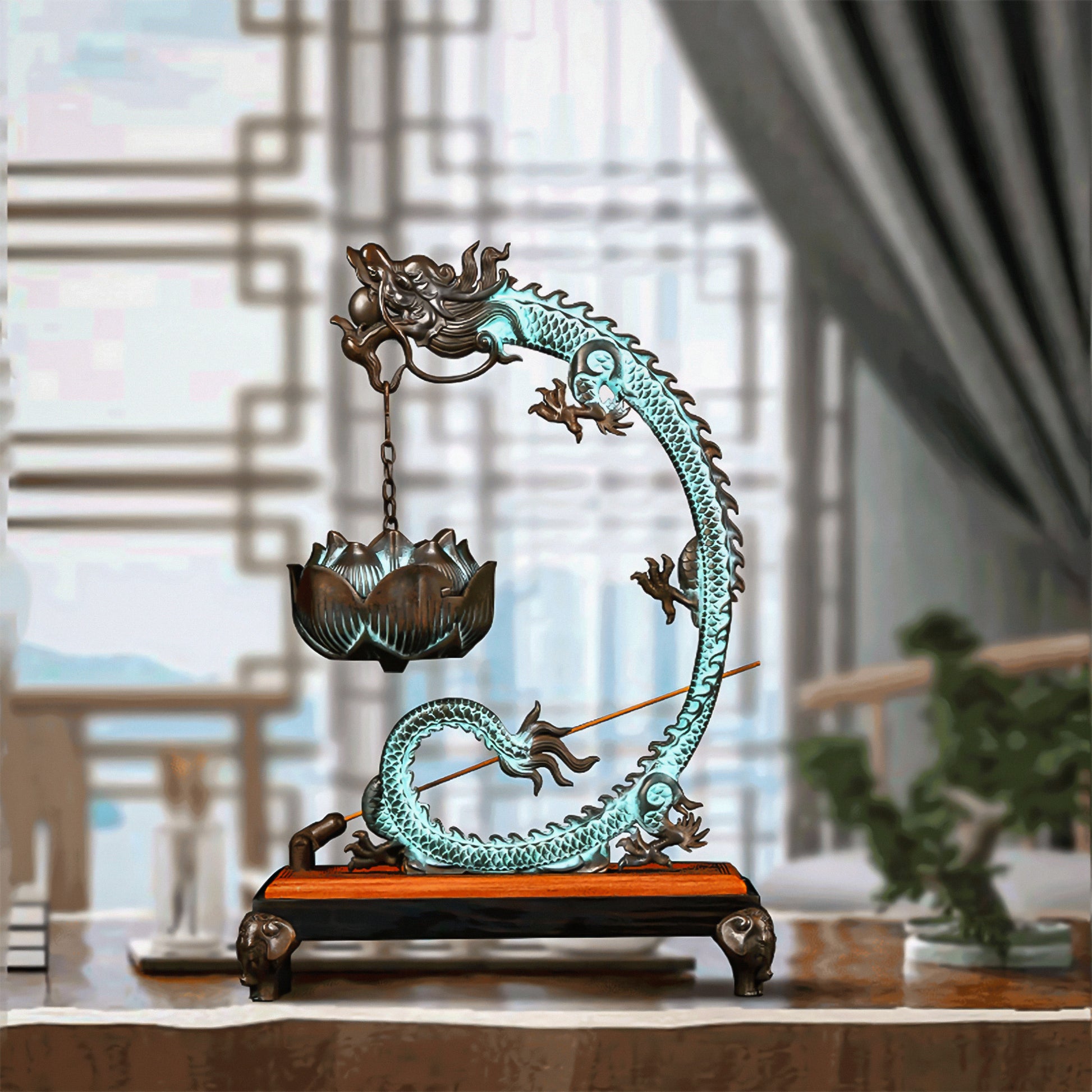 Cyan Dragon Incense Burner