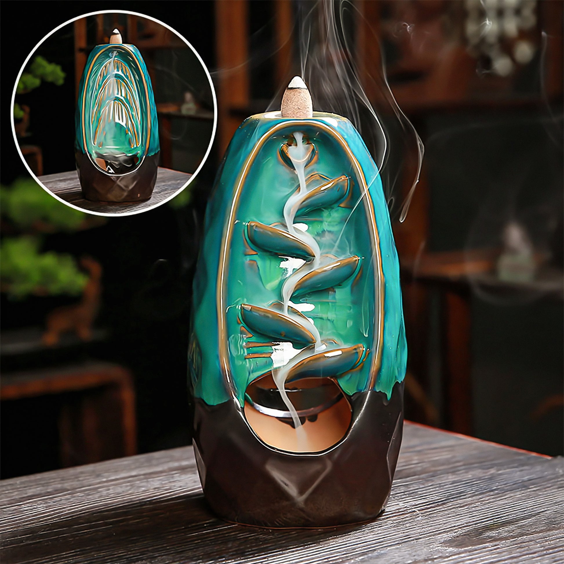 Double-sided Jade Waterfall Incense Burner