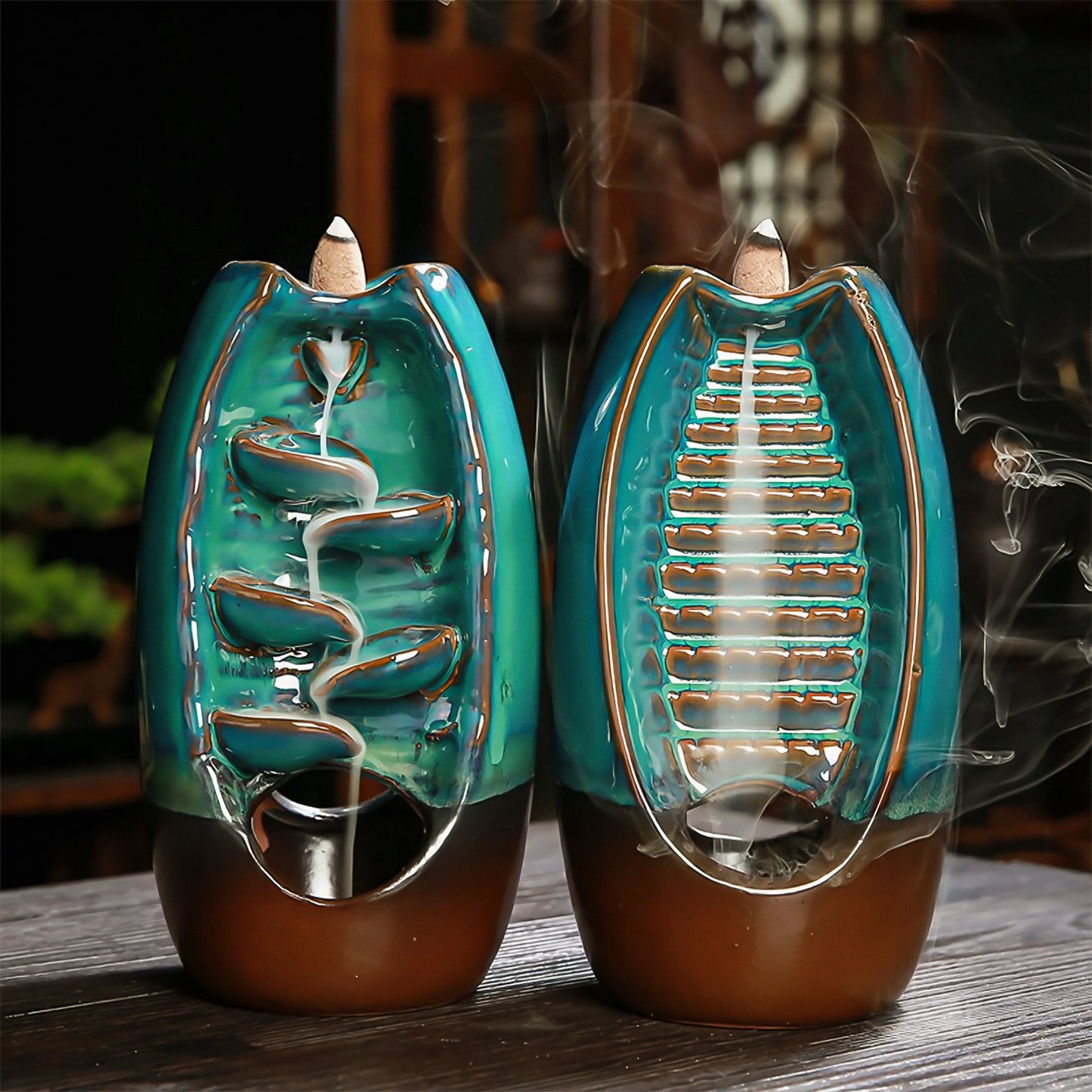 Double-sided Jade Waterfall Incense Burner